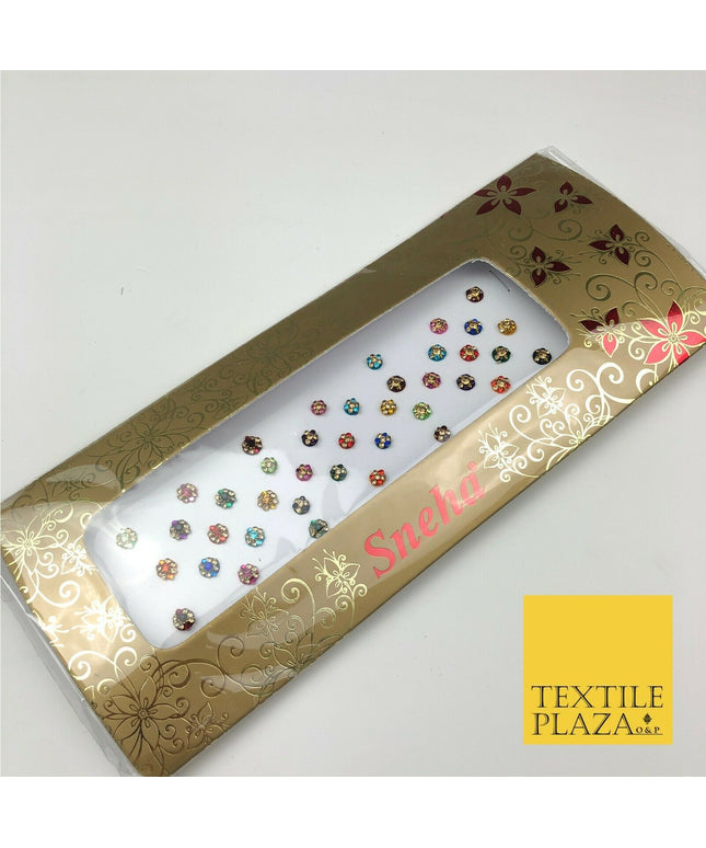 39 Small Fancy Stone Crystal Wedding Round Multi Bindi Body Sticker Tattoo - B8