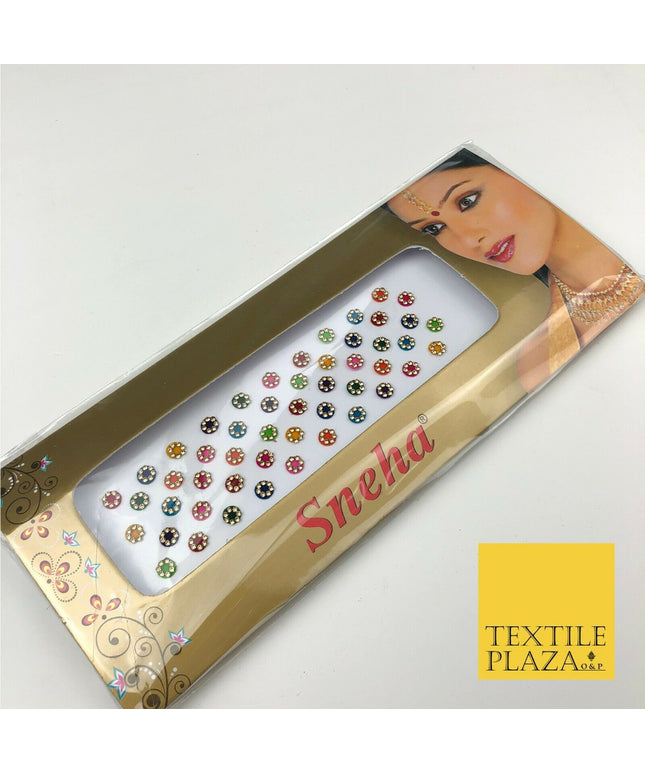 50 Small Fancy Stone Crystal Wedding Round Multi Bindi Body Sticker Tattoo - B6