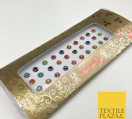 30 Fancy Stone Crystal Wedding Round Multi Bindi Body Sticker Tattoo - B1