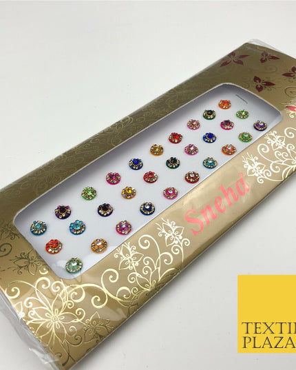 30 Fancy Stone Crystal Wedding Round Multi Bindi Body Sticker Tattoo - B1