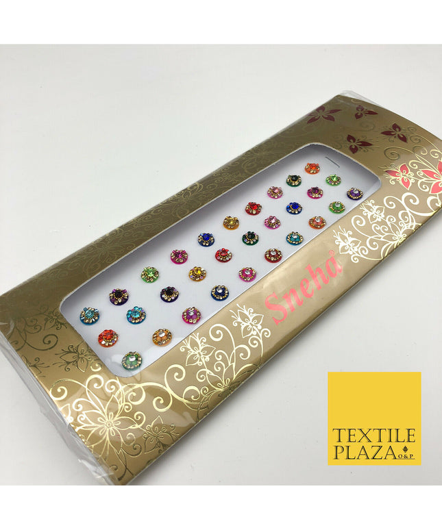 30 Fancy Stone Crystal Wedding Round Multi Bindi Body Sticker Tattoo - B1