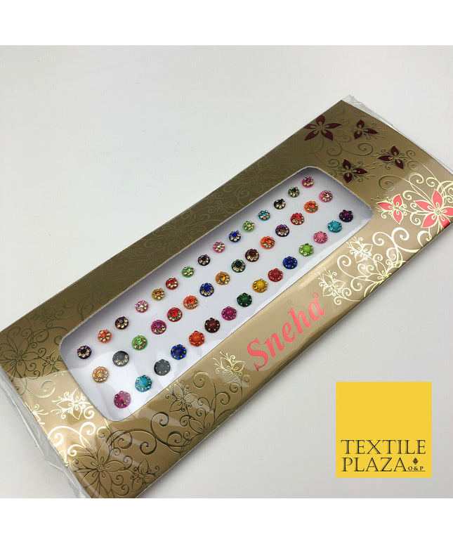 45 Mix Fancy Stone Crystal Wedding Round Multi Bindi Body Sticker Tattoo - B4