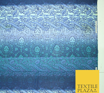 John Kaldor Blue Ombre Crinkle Shaded Panel Premium Georgette Dress Fabric 2632