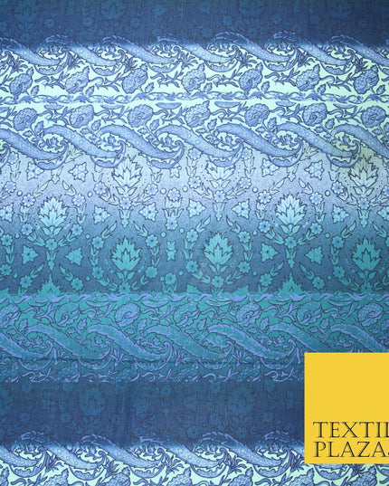 John Kaldor Blue Ombre Crinkle Shaded Panel Premium Georgette Dress Fabric 2632