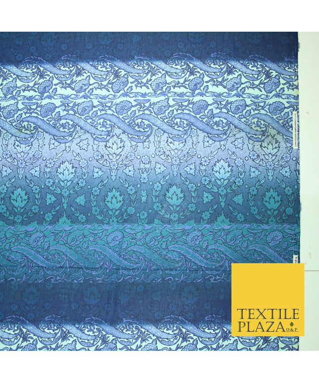 John Kaldor Blue Ombre Crinkle Shaded Panel Premium Georgette Dress Fabric 2632