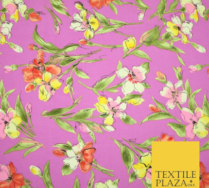 John Kaldor Baby Pink Large Floral Leafy Premium Georgette Dress Fabric 2630