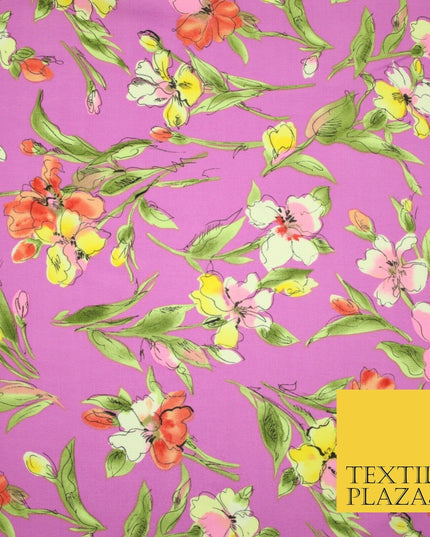 John Kaldor Baby Pink Large Floral Leafy Premium Georgette Dress Fabric 2630