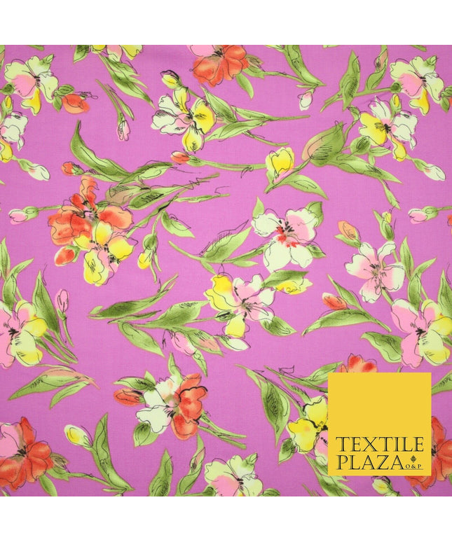John Kaldor Baby Pink Large Floral Leafy Premium Georgette Dress Fabric 2630