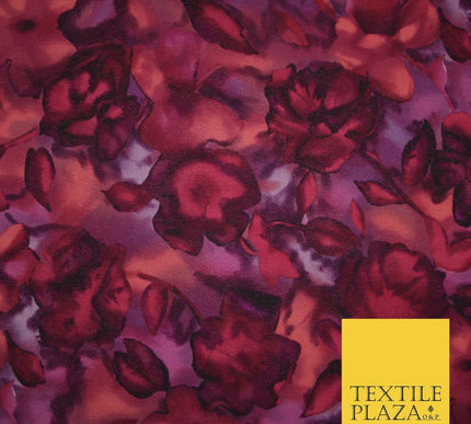 John Kaldor Abstract Watercolour Plum Floral Premium Georgette Dress Fabric 2629