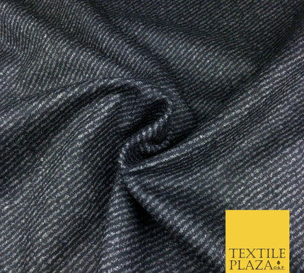 Navy Grey Animal Fine Stripe Premium Polyester Wool Fabric Soft Craft Dress Q969