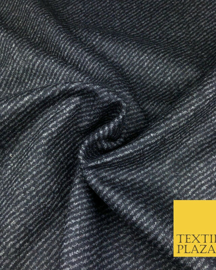 Navy Grey Animal Fine Stripe Premium Polyester Wool Fabric Soft Craft Dress Q969