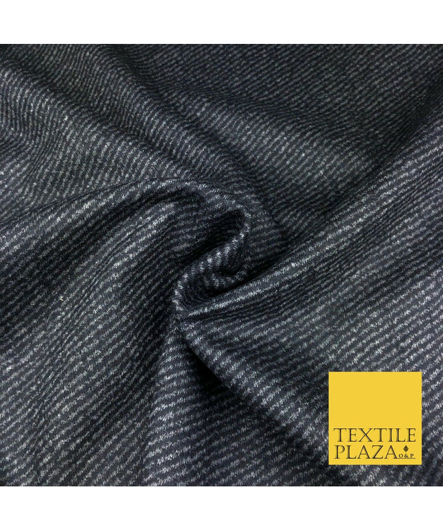 Navy Grey Animal Fine Stripe Premium Polyester Wool Fabric Soft Craft Dress Q969