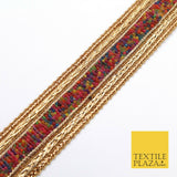 Gold Colourful Beaded River Trimming Border Ribbon Ethnic Trim Lace X281