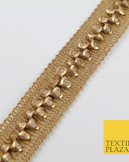Gold 3D Twin Glitter Circles Trimming Border Ribbon Ethnic Trim Lace X282
