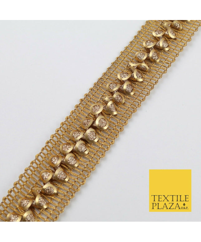 Gold 3D Twin Glitter Circles Trimming Border Ribbon Ethnic Trim Lace X282
