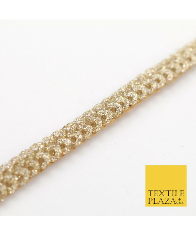 Gold Glitter Double Sequin Slim Trimming Border Ribbon Indian Ethnic Trim X598