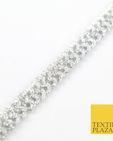 Silver Glitter Double Sequin Slim Trimming Border Ribbon Indian Ethnic Trim X289