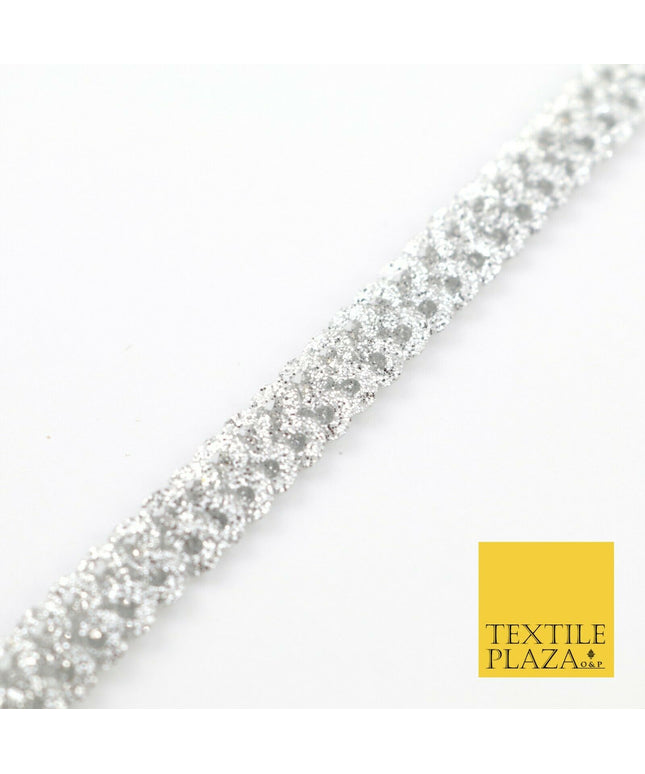 Silver Glitter Double Sequin Slim Trimming Border Ribbon Indian Ethnic Trim X289