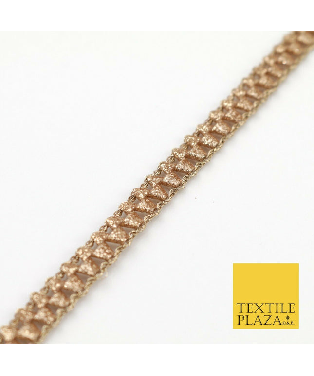 Rose Gold Glitter Zig Zag Slim Trimming Border Ribbon Indian Ethnic Trim X288