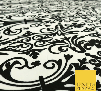 Black & White Ornate Damask Swirl Tribal Bi-Stretch Fabric Uniform Skirts 1529