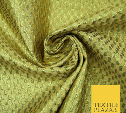 Gold Silver Geometric Check Metallic Foil Shiny LAME Banarsi Dress Fabric Disco