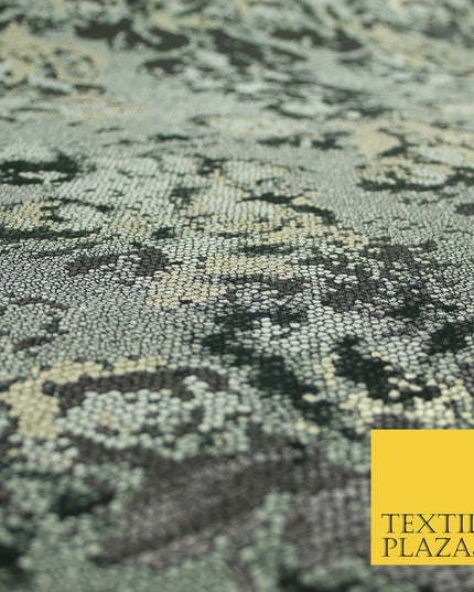 Black Grey Floral Pixel Beehive Snake Metallic Brocade Jacquard Dress Fabric2648