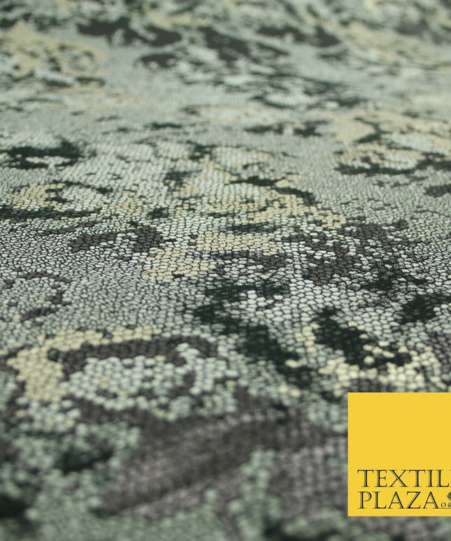 Black Grey Floral Pixel Beehive Snake Metallic Brocade Jacquard Dress Fabric2648