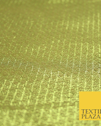 Gold Diamond Pattern Shimmer Metallic Foil Shiny LAME Banarsi Dress Fabric 2277