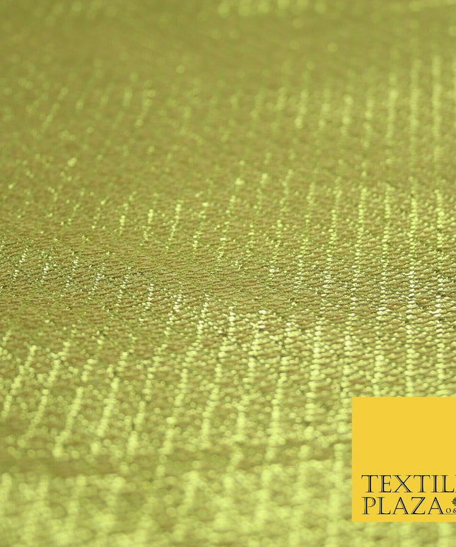 Gold Diamond Pattern Shimmer Metallic Foil Shiny LAME Banarsi Dress Fabric 2277