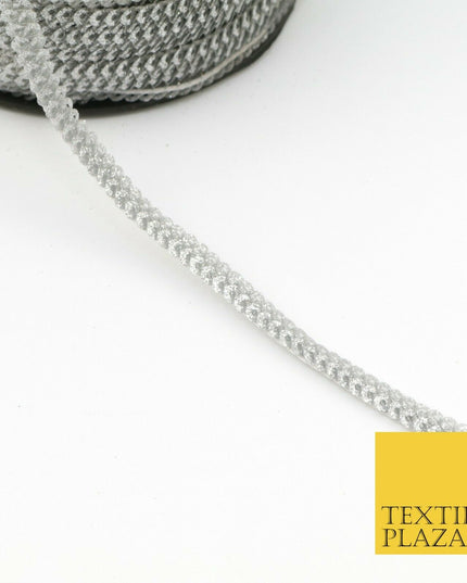 Silver Glitter Double Sequin Slim Trimming Border Ribbon Indian Ethnic Trim X289