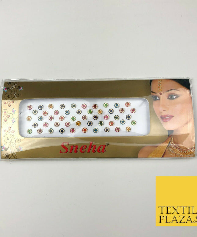 50 Small Fancy Stone Crystal Wedding Round Multi Bindi Body Sticker Tattoo - B6