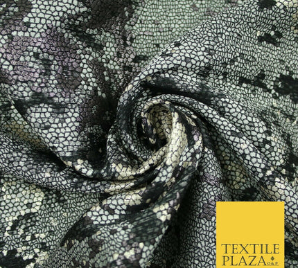 Black Grey Floral Pixel Beehive Snake Metallic Brocade Jacquard Dress Fabric2648