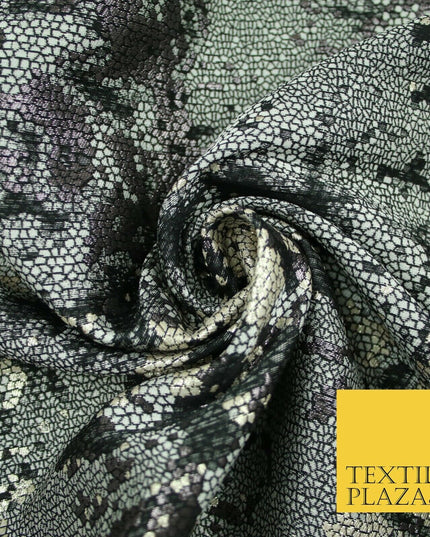 Black Grey Floral Pixel Beehive Snake Metallic Brocade Jacquard Dress Fabric2648