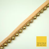 Antique Gold Large Pearl Bead Trimming Border Ribbon Ethnic Gota Trim EdgingX301
