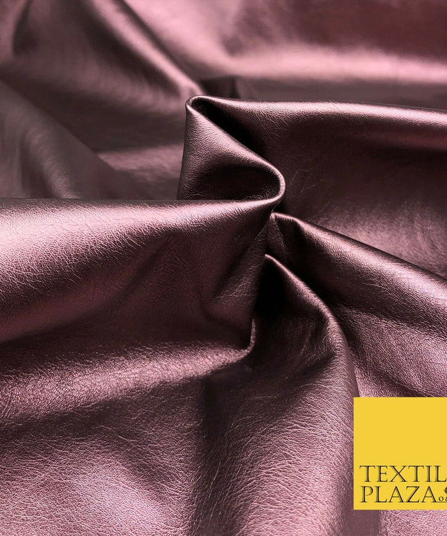 WINE Shiny Premium Metallic Leatherette Fabric 300gsm Dancewear Craft 982