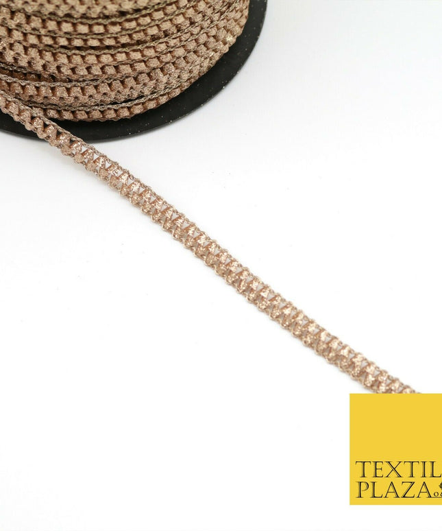 Rose Gold Glitter Zig Zag Slim Trimming Border Ribbon Indian Ethnic Trim X288