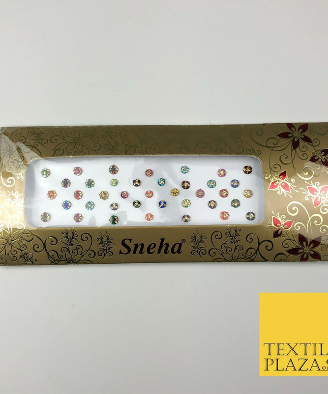 39 Small Fancy Stone Crystal Wedding Round Multi Bindi Body Sticker Tattoo - B8