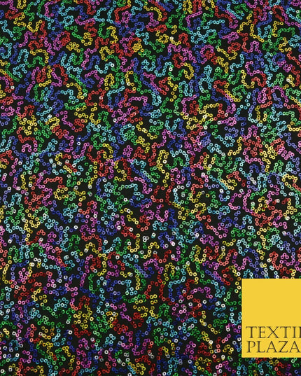 MULTICOLOUR Premium Sequin Dancewear Fabric Spandex Stretch Sparkle Dress 1539
