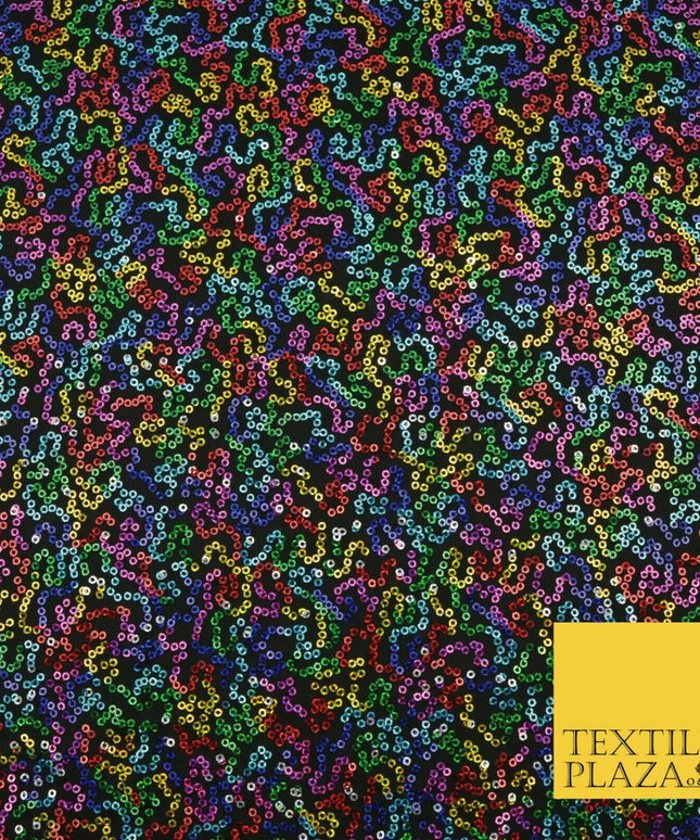 MULTICOLOUR Premium Sequin Dancewear Fabric Spandex Stretch Sparkle Dress 1539