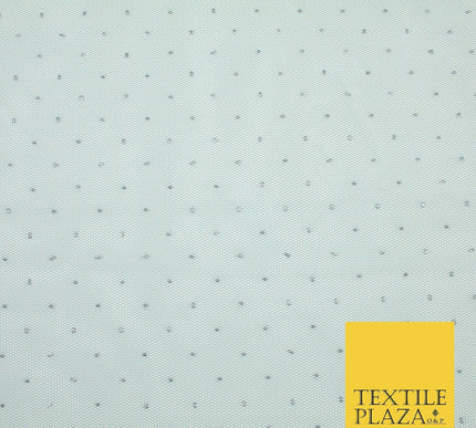 Silver Grey Reversible Metallic Glitter Dotted Net Fabric Dress Sparkle 1933