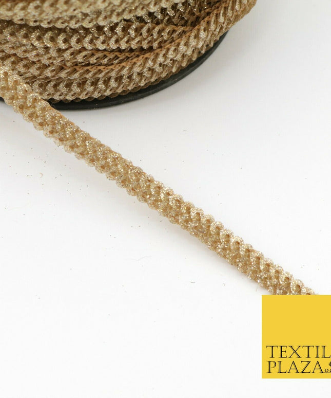 Gold Glitter Double Sequin Slim Trimming Border Ribbon Indian Ethnic Trim X598