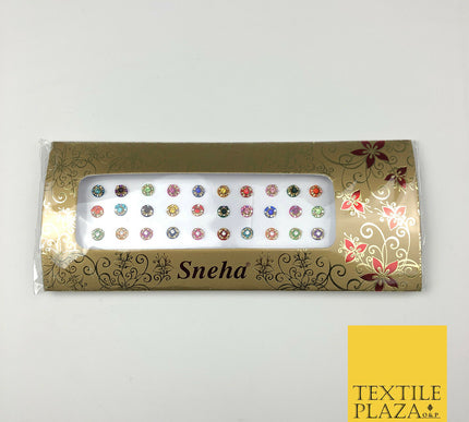 30 Fancy Stone Crystal Wedding Round Multi Bindi Body Sticker Tattoo - B1