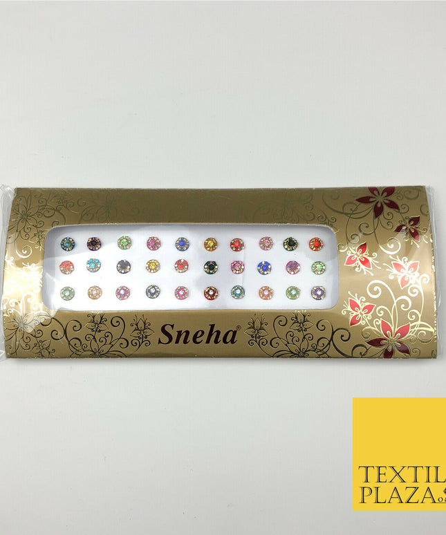 30 Fancy Stone Crystal Wedding Round Multi Bindi Body Sticker Tattoo - B1