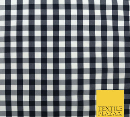 High Quality Ink Navy Blue Gingham Check TAFFETA SILK Fabric - Dress Craft 1528