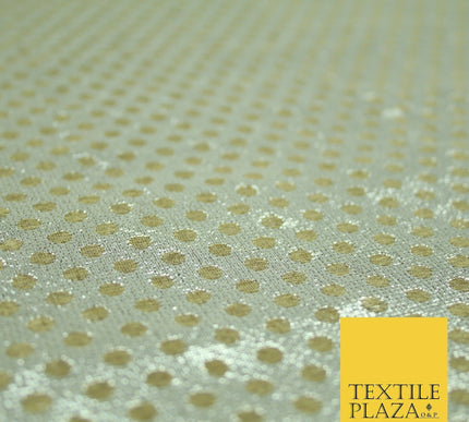 Silver Gold Circle Diamond Shimmer Metallic Foil Shiny LAME Banarsi Dress Fabric