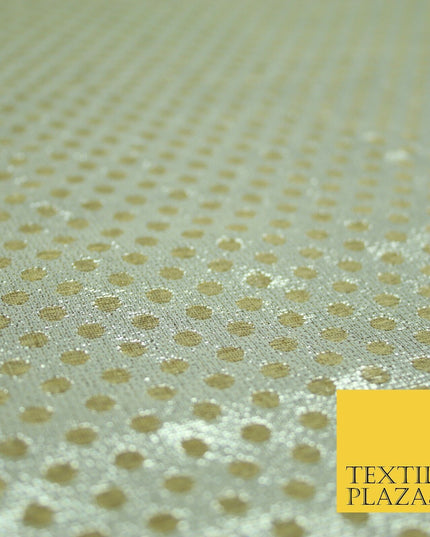 Silver Gold Circle Diamond Shimmer Metallic Foil Shiny LAME Banarsi Dress Fabric