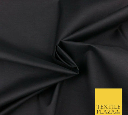 Luxury Soft Ultra High Quality BLACK Plain Poly Cotton Fabric Dress Craft - 1450