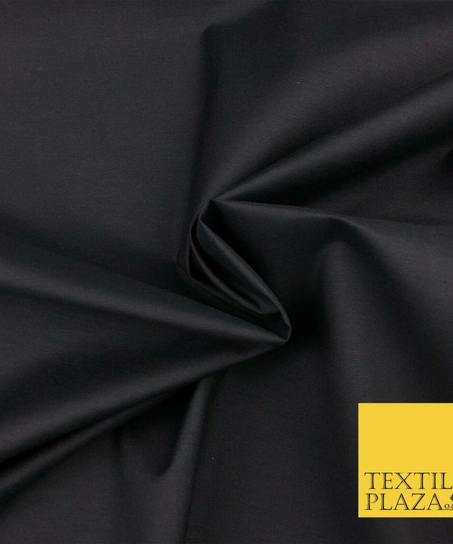 Luxury Soft Ultra High Quality BLACK Plain Poly Cotton Fabric Dress Craft - 1450