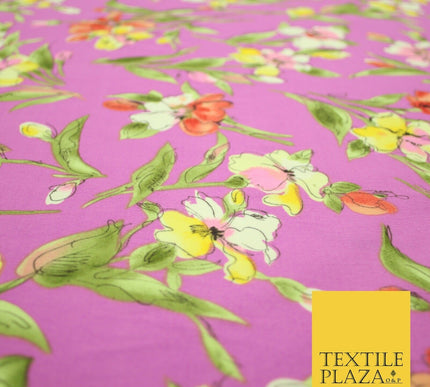 John Kaldor Baby Pink Large Floral Leafy Premium Georgette Dress Fabric 2630