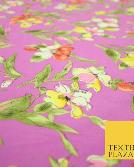 John Kaldor Baby Pink Large Floral Leafy Premium Georgette Dress Fabric 2630